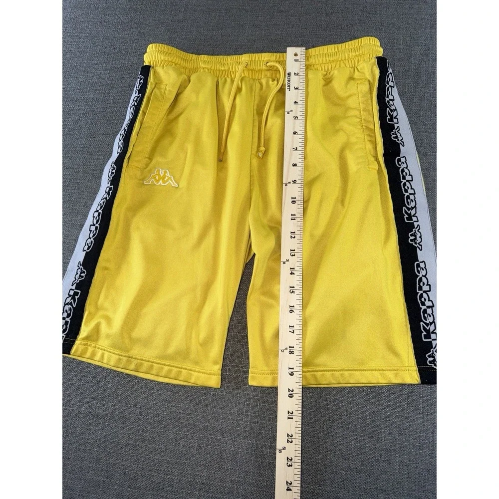 Kappa Banda Logo‎ Athletic Shorts Yellow Black White Side Tape Men's Size Large